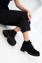 Black Suede Genuine Leather Women's Boots & Booties 19839