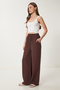 Women's Brown Muslin Palazzo Pants Mx00160 - 4