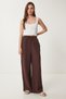 Women's Brown Muslin Palazzo Pants Mx00160 - 3