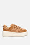 Women's Tan Fur Laced Platform Sneakers
