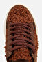 Women's Brown Fur Lace-Up Platform Sneakers - 5