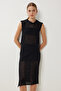 Women's Black Openwork Summer Knitwear Blouse Skirt Set Lyy0119 - 2