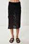 Women's Black Openwork Summer Knitwear Blouse Skirt Set Lyy0119 - 5