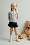 Gri Kız Çocuk Pamuklu Bebe Yaka Kalın Şardonsuz Örme Sweatshirt TKDAW26SW00048