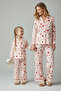 Çok Renkli Kız Çocuk Kalp Desenli Mini Me Anne Kız Alt Üst Pijama Takımı Örme TKDAW25PT00007