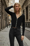 Teen Siyah Ajurlu/Delikli Crop/Kısa Dantel Garnili Detaylı Triko Hırka TWOAW26HI00217