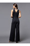 Black Sequined Mesh Insert Jumpsuit - 3