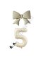 Cream Color Bow Number Foil Balloon Set Age 5
