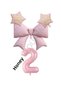 Bal10 Pink Color Star Bow Number Foil Balloon Set 2 Years Old