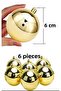 6 cm Flat Shiny Gold Christmas Tree Ornament Cici Ball 6 Pieces - 2