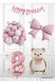 Pink Bow Set Cream-Colored Ribbon Bear with Ribbon Number Pink Bow Pink Color Number 8 Years Old
