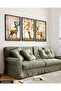 Colorful Deer, Colorful Tree 3 Piece Black Wooden Framed Painting - 4