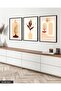 Abstract Design Drawing Bohemian Style 3 Piece Black Wooden Framed Painting
