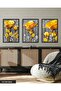 Gold Flower 3 Piece Black Wooden Framed Painting