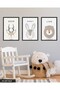 Animals Children's Room 3 Piece Black Wooden Framed Painting