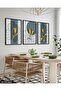 Drawing Flowers 3 Piece Black Wooden Framed Painting - 3