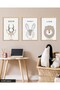 Animals Children's Room 3 Piece Wooden Framed Painting