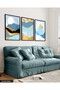 لوحة فنية تجريدية جبلية مكونة من 3 قطع بإطار خشبي أسود - 4