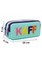 Mint Green Color Purple Zippered Waterproof Bondit Fabric Plush Printed Double Compartment Pen Holder 01108 - 5