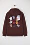 Teen Kahverengi Sırt Baskılı Oversize Kalıp Kapüşonlu İçi Polarlı Örme Sweatshirt TWOAW26SW00126 - 6