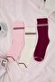 Pink-Multicolor 3-Piece Cotton Blend Striped Knitted Socks Thmaw26Co00004 - 2