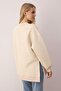 Bej Oversize/Geniş Kalıp Yırtmaç Detaylı Kalın İçi Polarlı Örme Sweatshirt TWOAW23SW00195 - 4