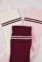 Pink-Multicolor 3-Piece Cotton Blend Striped Knitted Socks Thmaw26Co00004 - 3