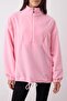 Açık Pembe Fermuar Detaylı Polar Örme Sweatshirt TWOAW21SW0758 - 3