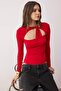 Kırmızı Bağlamalı Asimetrik Yaka Örme Body TPRAW26BD00023 - 2