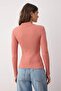 Dusty Rose Fitted High Collar Long Sleeve Ribbed Stretchy Knitted Blouse TWOAW21BZ0423 - 5