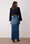 More Sustainable Mavi Yırtmaçlı Maxi Denim Etek TWOAW24ET00058 - 5