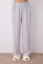 White-Lilac Striped Buttoned Top Knitted Bottom Viscose Woven Pajama Set THMAW26PT00016 - 3