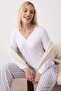 White-Lilac Striped Buttoned Top Knitted Bottom Viscose Woven Pajama Set THMAW26PT00016 - 2