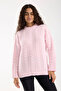 Thessaloniki Knitted Pink Oversize Knitwear Women's Long Sweater - 2