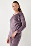 Standard Fit Crew Neck Soft Velvet Pajama Set Pajama Set 6094202 - 7