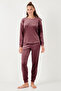 Standard Fit Crew Neck Soft Velvet Pajama Set Pajama Set 6094201 - 3