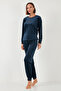 Standard Fit Crew Neck Soft Velvet Pajama Set Pajama Set 6094201 - 2