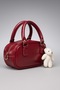 Women's Bonnie Plush Keychain Gift Hand and Shoulder Bag Burgundy - 5