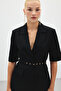 Short Sleeve Belted Jacket - Black - 7