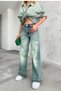 Women's High Waist Stretchy Palazzo Jeans with Faded Effect - 5