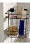 No Adhesive Screw Metal Corner 2-Tier Black Bathroom Shelf Shower Shelf Inside Shower Cabin Shampoo Holder - 4