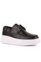 - Black Leather Lace-Up Women's Casual Shoes 104-5056-E233 - 2