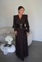 Brown Leather Corset Waist Tied Padded Maxi Long Premium Design Dress - 3