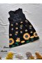 Girl's Combed Cotton Dress with Bee Pattern Black Blue Color Options - 3