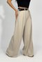 Women's Pleated Pocket Belted Palazzo Trousers Stone Color - 6