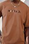 Unisex Tan Crew Neck Injection Printed Oversize Fit T-Shirt - 3