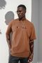 Unisex Tan Crew Neck Injection Printed Oversize Fit T-Shirt