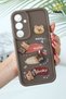 Galaxy A54 Case Designed Patterned Camera Protected Teddy Bear Coffee Color Soft Silicone Cover - 3