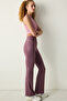 Plum High Waist Bonding Spanish Leg Pocket Leggings - 4