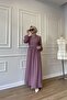 Hijab Dress Ferace Gül Kurusu Hürrem Inner and Outer Tie-Down Non-Creasing Crepe - 5